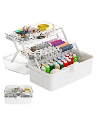 Xdovet Plastic Craft Box 3-Layer Multipurpose Organizer