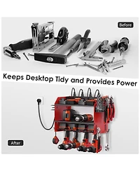 Xdovet Power Tool Organizer Wall Mount Charging Station Rack Holder 8 Outlet