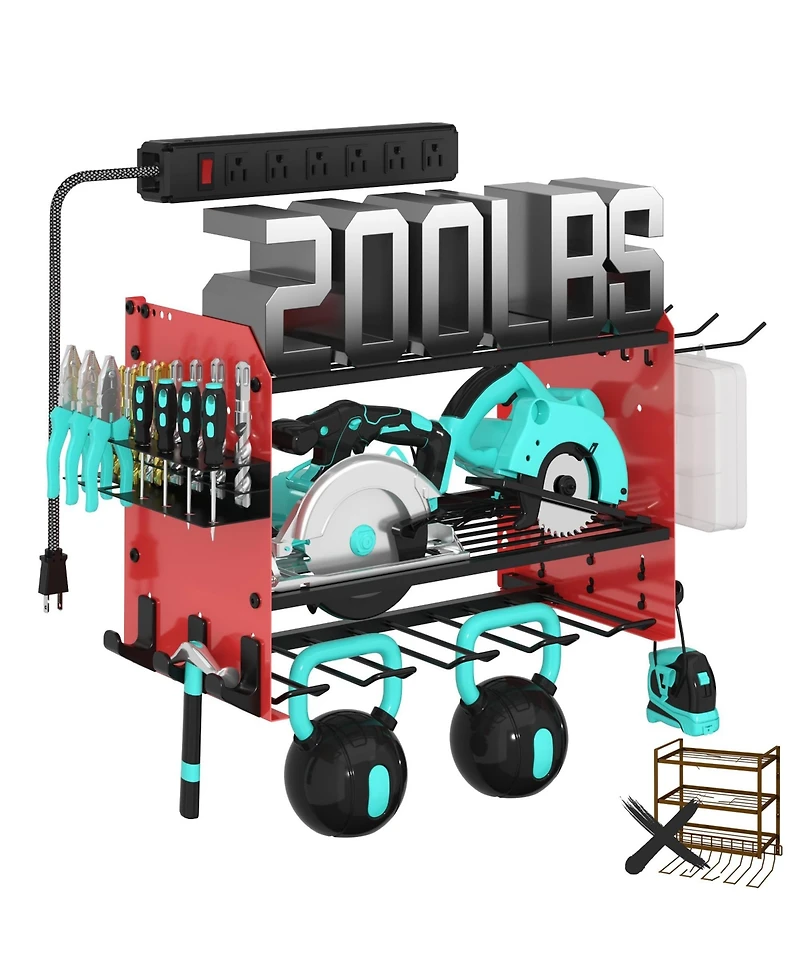 Xdovet Power Tool Organizer Wall Mount Charging Station Metal Rack Drill Holder Hook Bit Garage Workshop