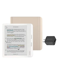 Kobo eReader with Sand Notebook SleepCover Case and Ac Bundle