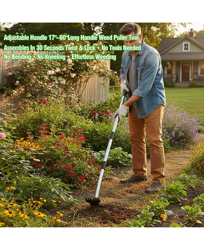 Xdovet Gardening Weeder Tool Long Handle Heavy Duty Weed Puller