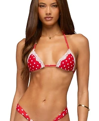 Edikted Women's Bina Lacey Polka Dot Bikini Top