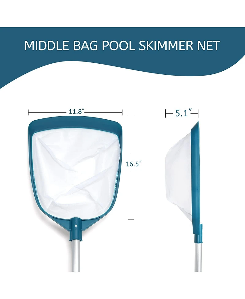 Xdovet Pool Skimmer Net Rake Aluminum Pole Mesh