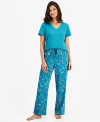 Charter Club Women's Solid V-Neck Short-Sleeve Sleepwear Top, Created for Macy's
