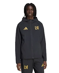 Adidas Men's Black Lafc Tiro Travel Full-Zip Hooded Windbreaker