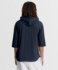 Nike Men's Gray Atlanta Braves Authentic Collection Flux Dri-fit Raglan 3/4-Sleeve Hooded T-Shirt