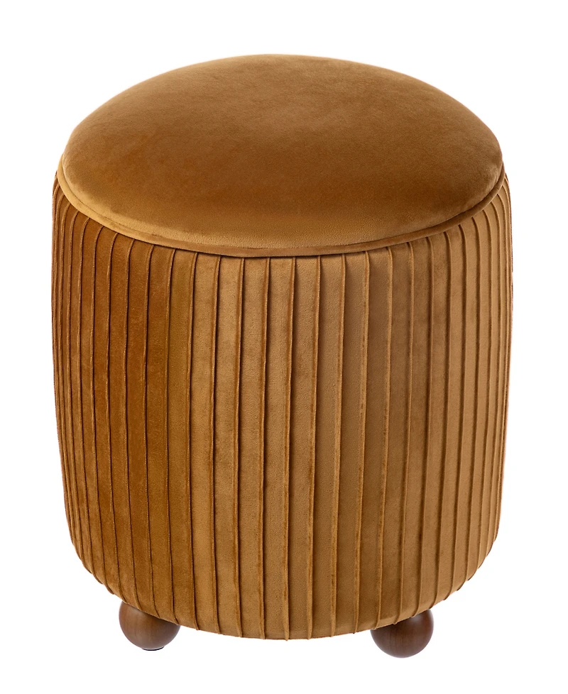 Glitzhome Modern 19" Pleated Velvet Upholstered Storage Ottoman or Accent Stool