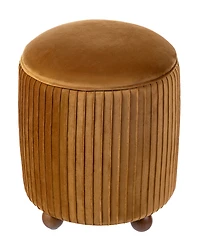 Glitzhome Modern 19" Pleated Velvet Upholstered Storage Ottoman or Accent Stool