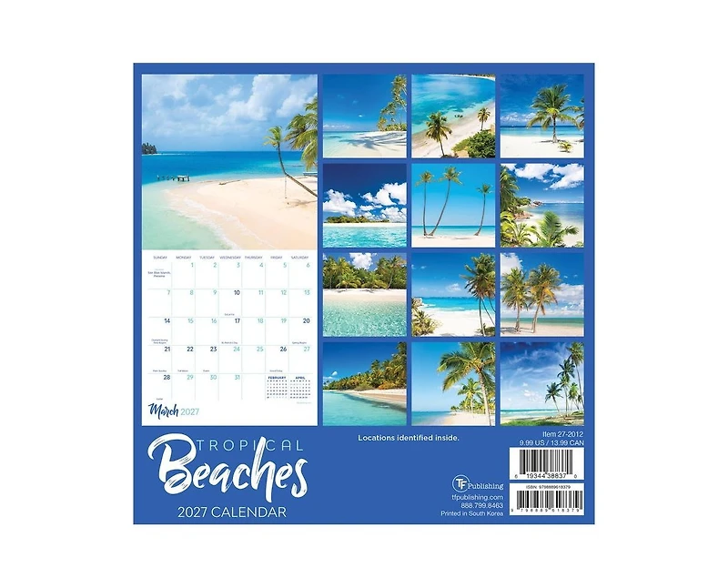 Tf Publishing Paper Goods 2027 Tropical Beaches Mini Calendar