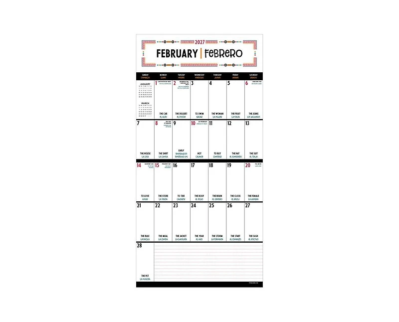 Tf Publishing Paper Goods 2027 Spanish Words for Everyone Wall Calendar
