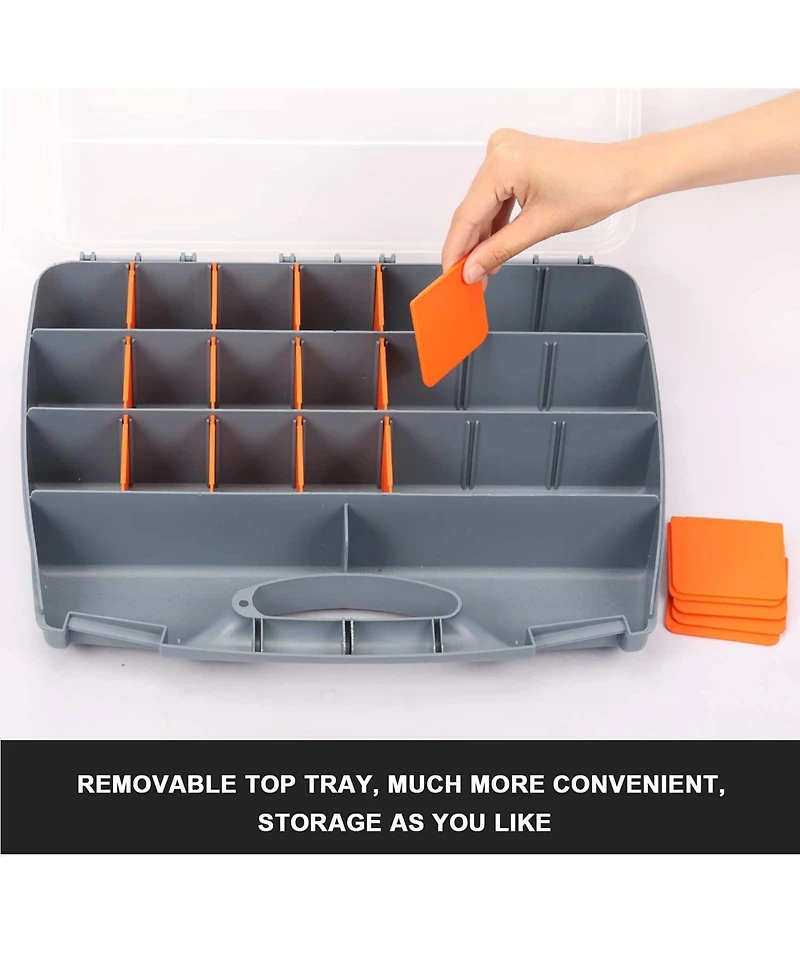 Xdovet Hardware Storage Box with handle, lid, and adjustable dividers