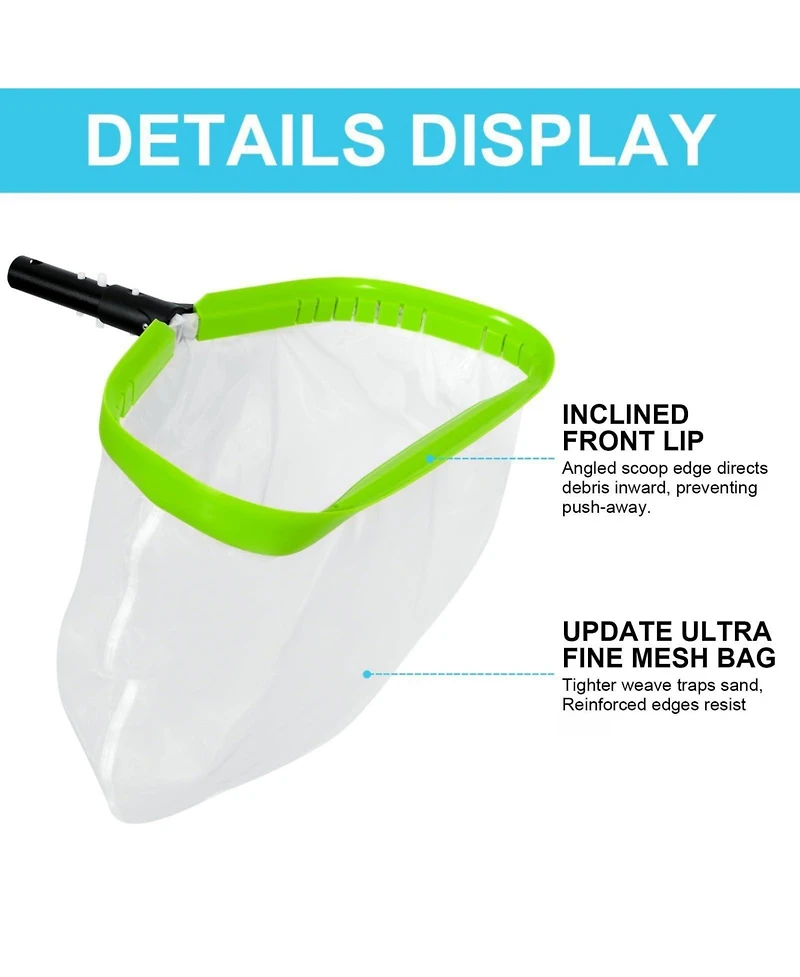Xdovet Pool Net Ultra Fine Mesh Leaf Skimmer Aluminum Frame Nylon Deep Bag