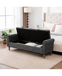 Streamdale Furniture 65.55'' Modern Upholstered Storage Bench with Rolled Arms