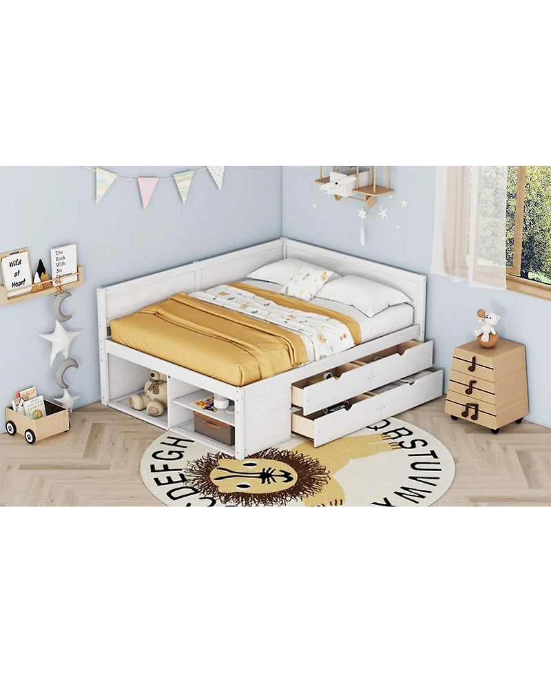 Streamdale Furniture Full Size Daybed with Drawers and Shelves