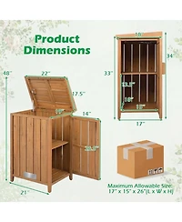Sugift Acacia Wood Package Delivery Box with Openable Lid and Removable Shelf for Outdoor Use