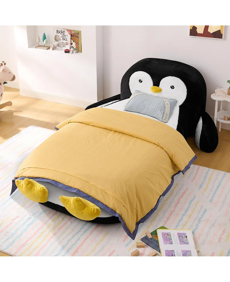 Streamdale Furniture Fluffy Faux Fur Penguin Bed Lounger for Kids