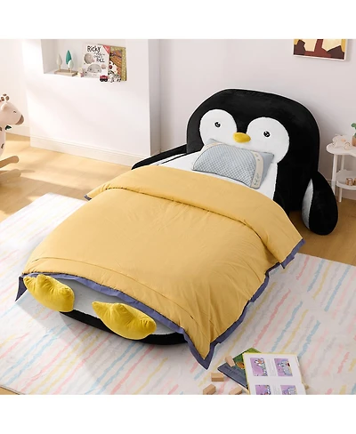 Streamdale Furniture Fluffy Faux Fur Penguin Bed Lounger for Kids