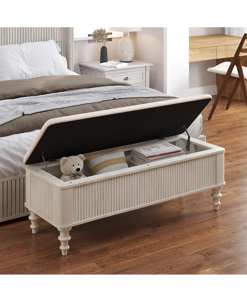 Streamdale Furniture 50.8-inch Multi-Functional Linen Storage Ottoman Bench