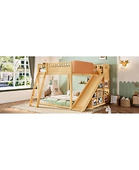 Streamdale Furniture Loft Bed with Upholstered Headboard Storage Ladder and Slide