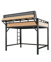 Streamdale Furniture Metal Loft Bed with Storage Usb Ports and Led Lights