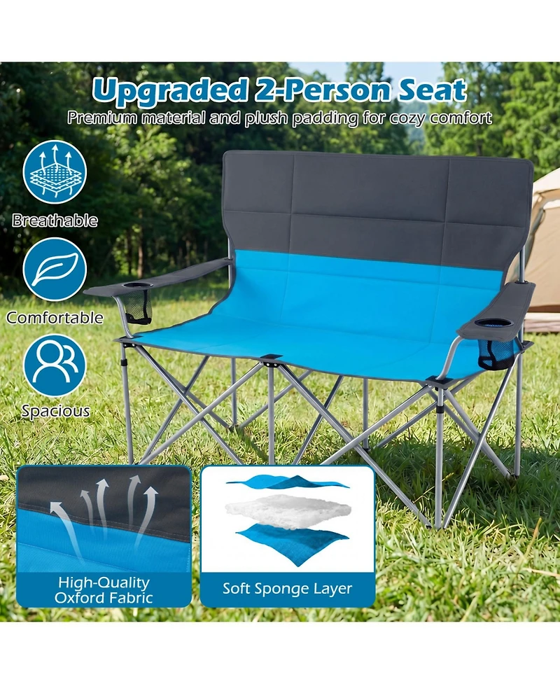 Mecale Double Camping Chair for Two with Cup Holders and Carry Bag, 660-lb Cap