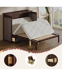 Streamdale Furniture Multifunctional Queen Murphy Bed Cabinet with Usb Charging Station
