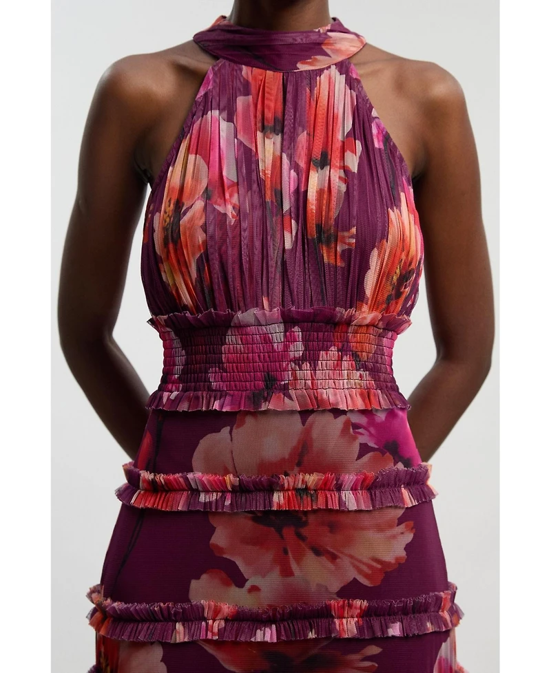 Karen Millen Women's Floral Tulle Maxi Dress