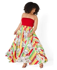 Ashley Stewart Plus Floral Satin Maxi Skirt