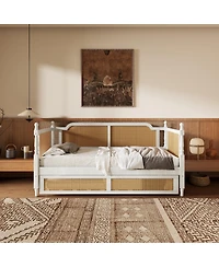 Streamdale Furniture Traditional Rattan Twin Daybed with Trundle Antique