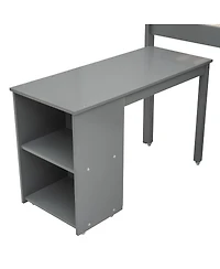 Streamdale Furniture Low Study Twin Loft Bed with Cabinet and Rolling Portable Desk