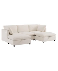 Streamdale Furniture 98'' Modular U-Shaped Sectional Sofa with Storage Ottoman and Charging Ports