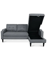 Streamdale Furniture 75'' Modern Fabric Sofa with Built-in Storage and Comfortable Pp Cotton Cushions