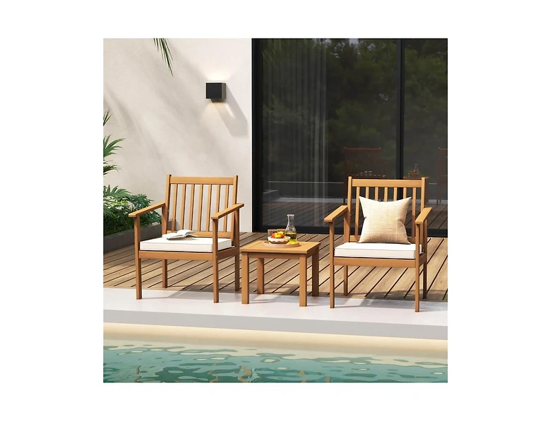 Boyel Living Patio Wood Furniture Set with soft Cushions for Porch