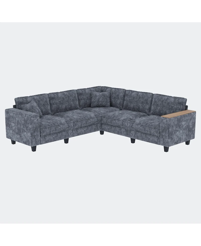 Streamdale Furniture 97'' Corduroy L-Shaped Corner Couch with Armrest Storage