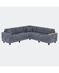 Streamdale Furniture 97'' Corduroy L-Shaped Corner Couch with Armrest Storage