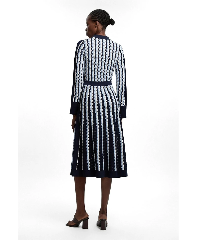 Karen Millen Women's Pointelle Collared Midi Dress
