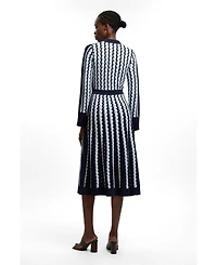 Karen Millen Women's Pointelle Collared Midi Dress