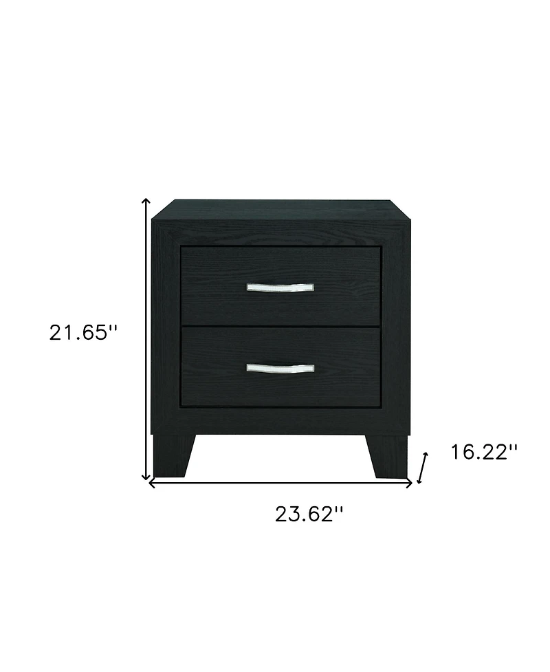 HomeRoots 22" Solid and Manufactured Wood Two Drawer Nightstand