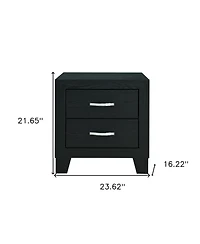 HomeRoots 22" Solid and Manufactured Wood Two Drawer Nightstand