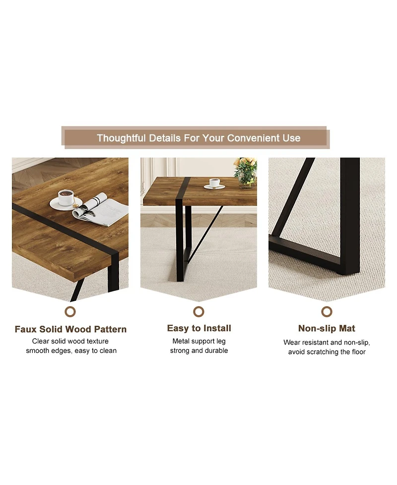 Streamdale Furniture Rustic Industrial Rectangular Wood Dining Table for 4-6 People