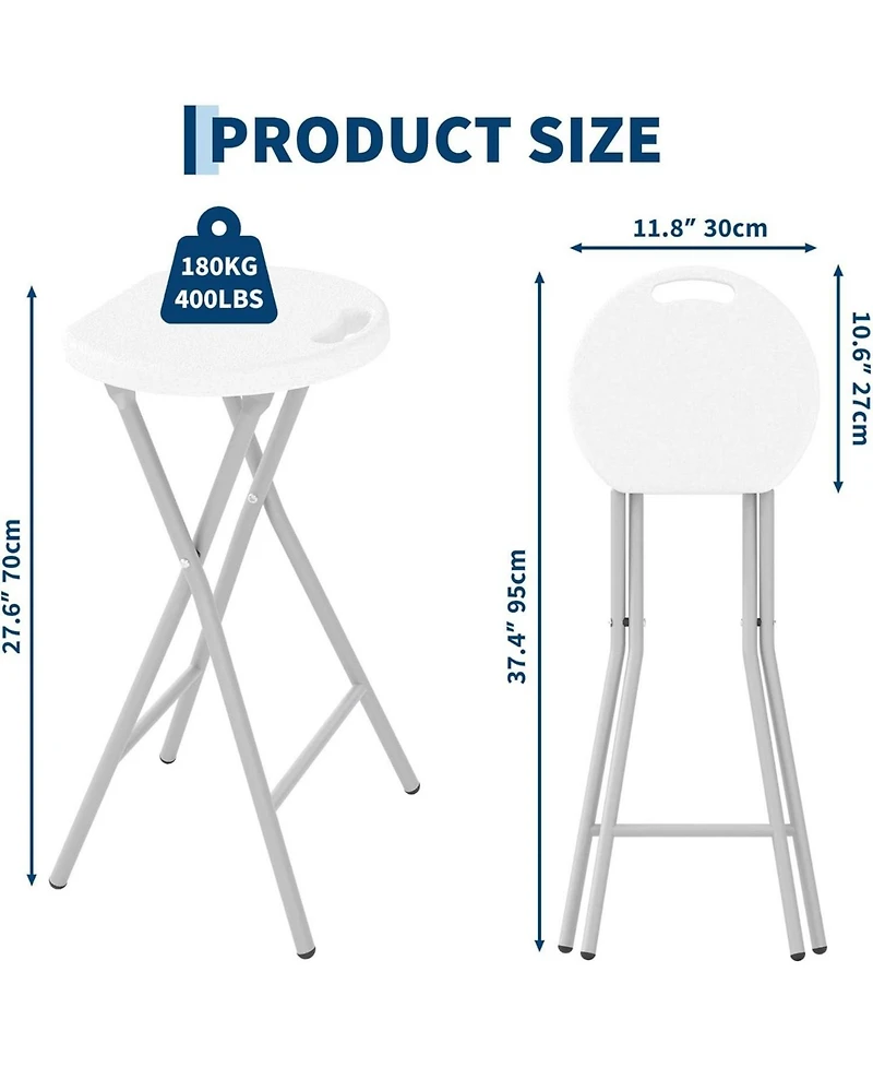 gaomon 4 Piece 28 Inch Ourdoor Folding Stool, Folding Bar Stool with Handle for Outdoor Indoor Kitchen Home Bar
