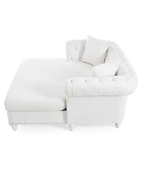 Streamdale Furniture 63'' Tufted Pu Leather Loveseat Chaise Lounge with 2 Pillows