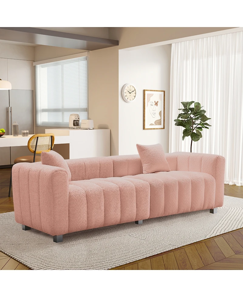 Streamdale Furniture 83.46'' Premium Velvet 3-Seater Sofa with Metal Legs and 2 Pillows