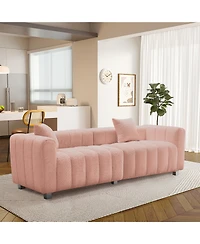 Streamdale Furniture 83.46'' Premium Velvet 3-Seater Sofa with Metal Legs and 2 Pillows