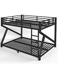 Streamdale Furniture Queen over Queen Metal Bunk Bed with Upgraded Support Slats