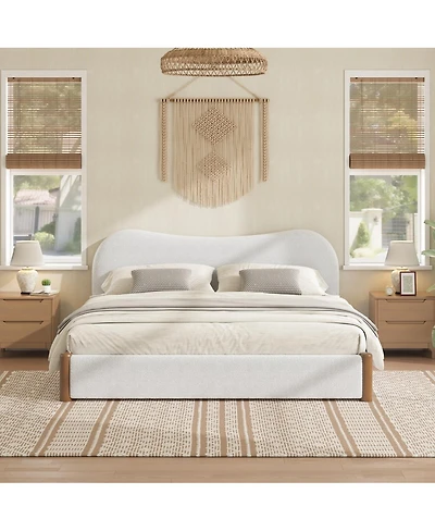 Streamdale Furniture Queen Size Upholstered Platform Bed with Wood Supporting Feet