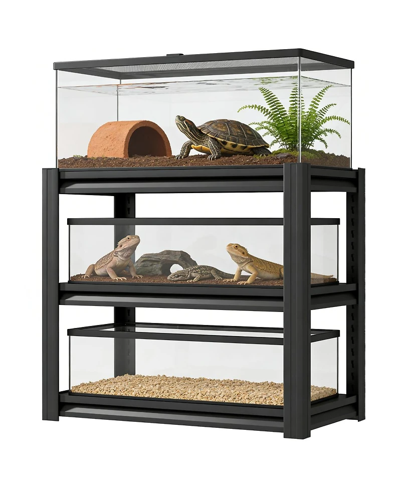 Streamdale Furniture Heavy-Duty 3-Tier Metal Aquarium Stand for 20-30 Gallon Tanks