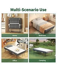 Streamdale Furniture 75'' x 38'' Folding Memory Foam Guest Bed with Adjustable Headboard and Wheels