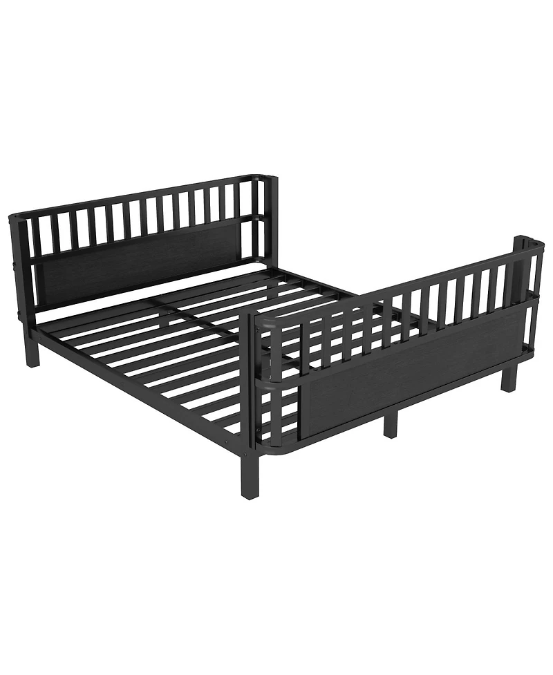 Streamdale Furniture Full Size Metal Platform Bed with Rails Black