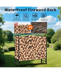 gaomon 4 Feet Firewood Rack, Steel Log Holder for Outdoor Storage, Patio, Fireplace and Backyard